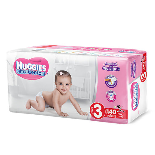 Caja pañales Huggies Ultra Confort 3 etapa niña 5C/40P