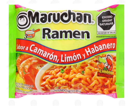 Caja sopa Maruchan Ramen sabor camarón con limón y habanero 24P/85G - SCG