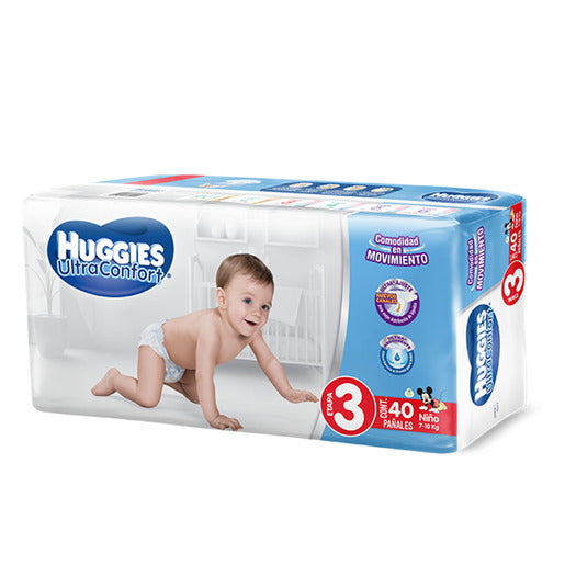 Caja pañales Huggies Ultra Confort 3 etapa niño 5C/40P