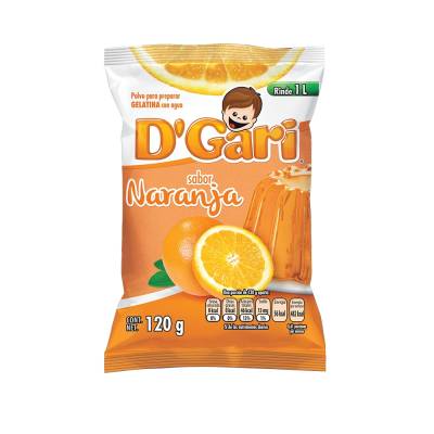 Caja Gelatina Naranja D´Gari 120G/50P