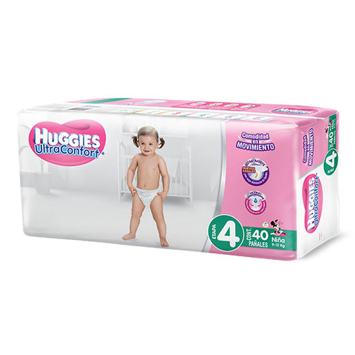 Caja pañales Huggies Ultra Confort 4 etapa niña 5C/40P