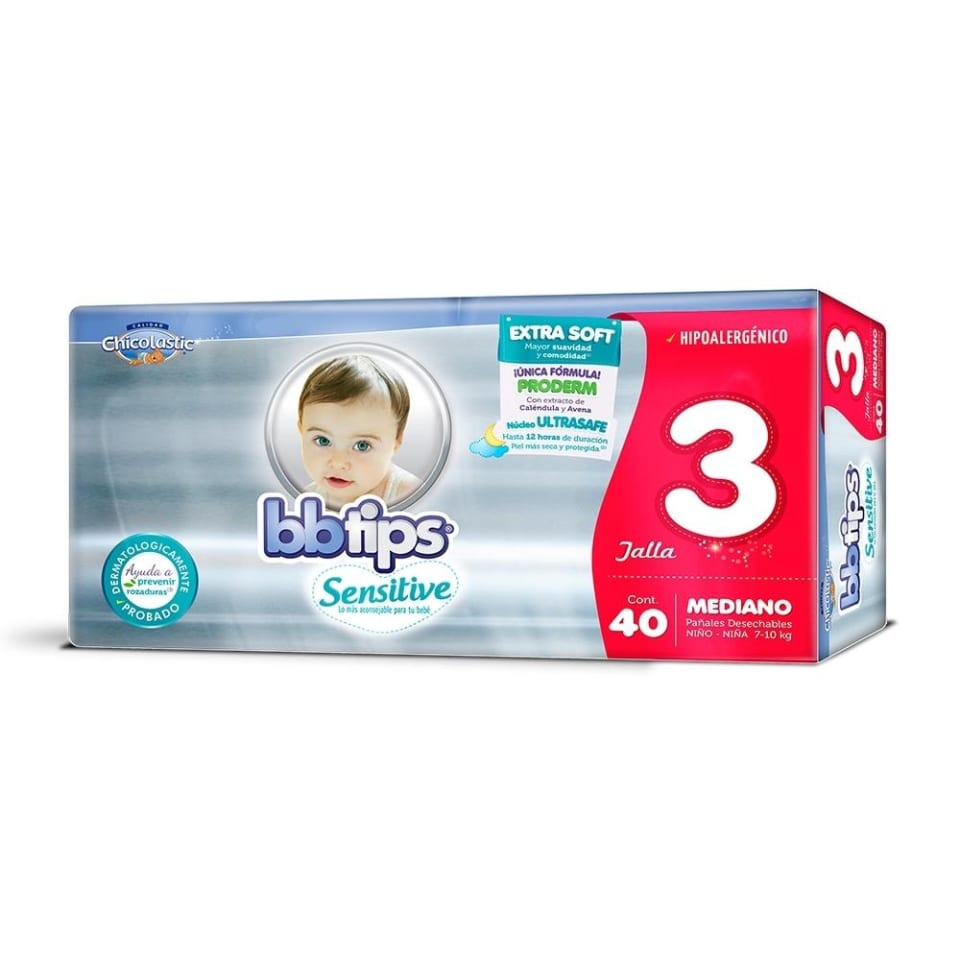 Caja de pañales Chicolastic Bebe Tips talla mediano E3 4C/40P - SCG