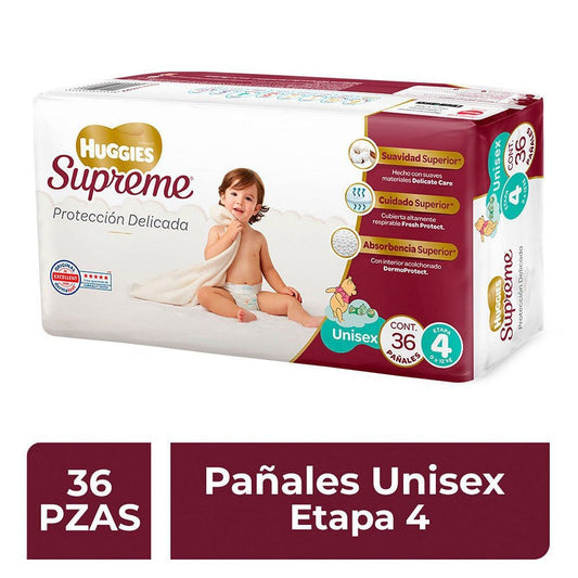 Caja Pañales Huggies Supreme Etapa 4 Unisex 36P/5C
