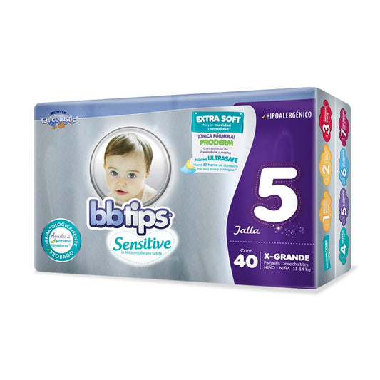 Caja de pañales Chicolastic Bebe Tips talla extra grande E5 4C/40P