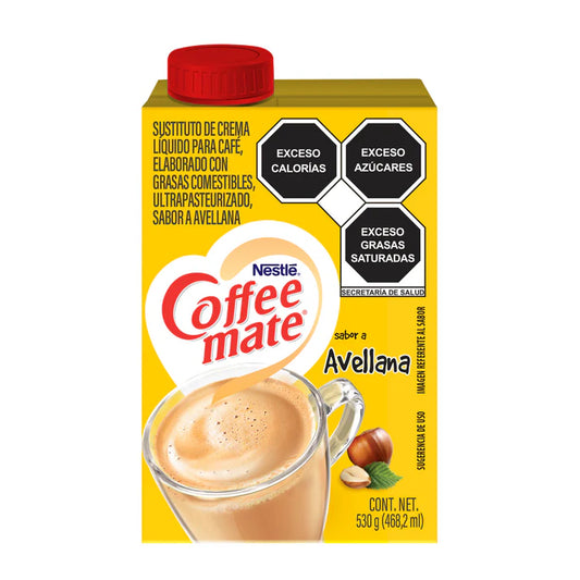 CAJA DE Sustituto de Crema para Café Coffee Mate Líquido Sabor Avellana 530g