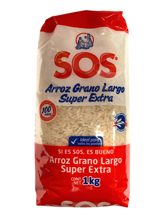ARROZ SOS 12 PZAS 1 KG GRANO LARGO