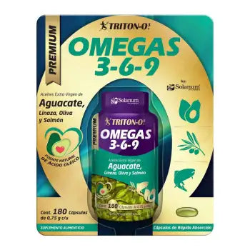 Omegas 3- 6- 9 Solanum Pharma Triton-O3 180 Cápsulas - .