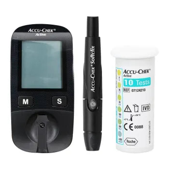 Medidor de Glucosa Accu-Chek Active con 25 Tiras Reactivas y 25 Lancetas - .