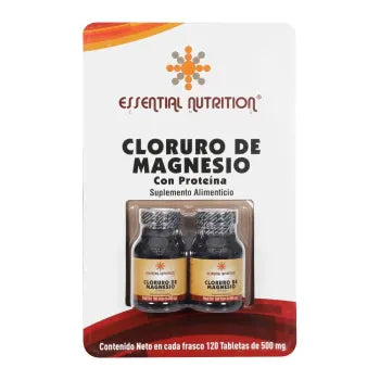 Cloruro de Magnesio Essential Nutrition ENG 2 pzas con 120 Tabletas de 500 mg c/u - .