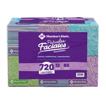 Pañuelos Faciales Member's Mark Triple Hoja 12 Cajas de 60 Pzas - ZK
