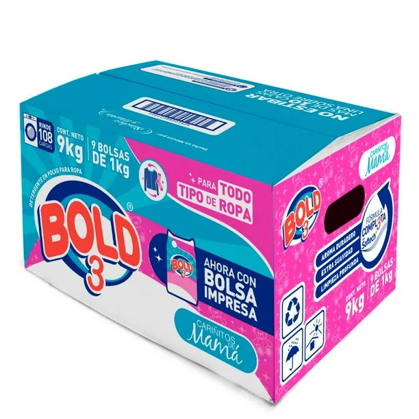 Detergente en Polvo Bold 3 Cariñitos de Mamá 9K