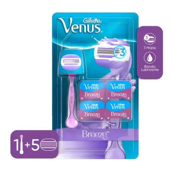 Afeitadora Gillette Venus Brezee + 5 Cartuchos de Repuesto - K