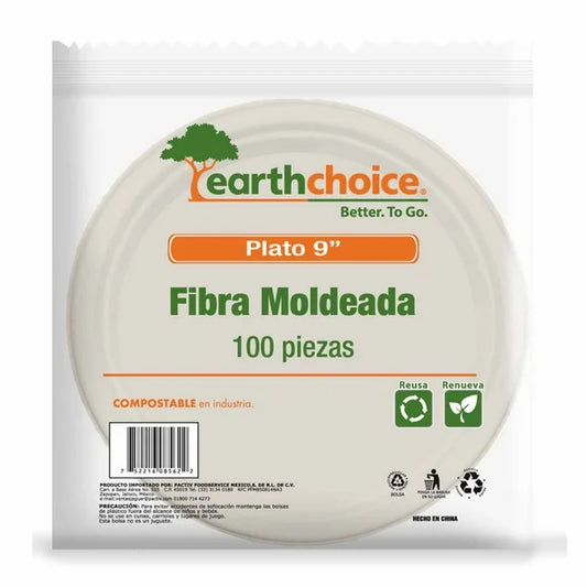 Plato Liso Earth Choice 9" con 100 Pzas