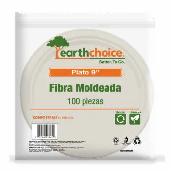 Plato Liso Earth Choice 9" con 100 Pzas - .