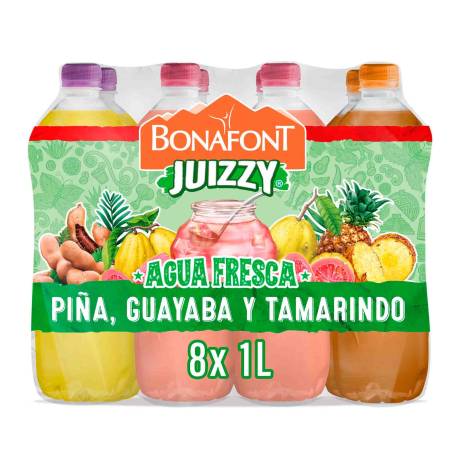 Bebida Saborizada Bonafont Juizzy Aguas Frescas 8 pzas de 1 L c/u - .