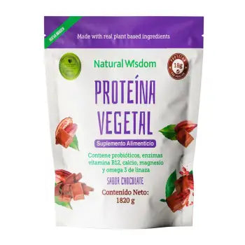 Proteína Vegetal Natural Wisdom Sabor Chocolate 1820 Gr - .