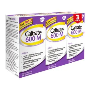 Suplemento de Calcio Caltrate 600+M 90 tabletas - .