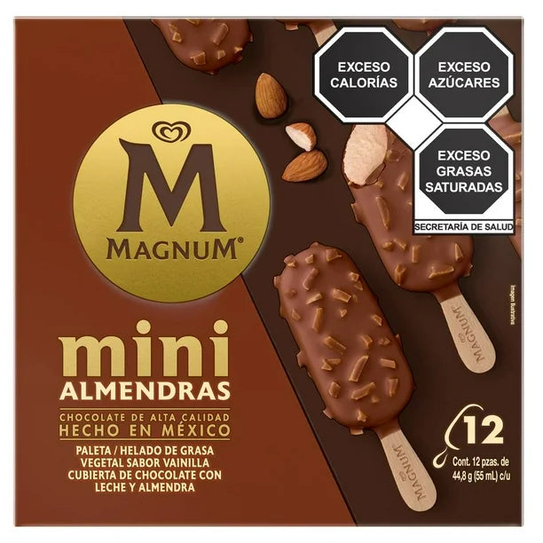 Paleta Magnum Mini Almendra 12 piezas de 55 ml c/u