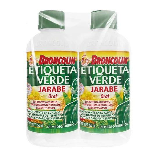 Jarabe Broncolin Etiqueta Verde 2 pzas de 250 ml c/u