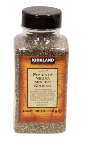 Kirkland Signature pimienta negra molido grueso de Malabar 359G