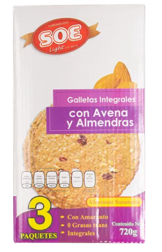 Galleta Integral Soe de Avena Con Almendras Light 720G - KOZ