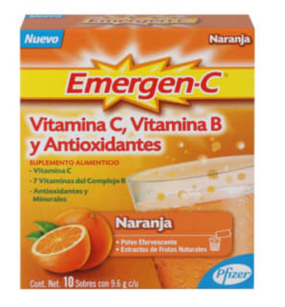 Polvo Efervescente Emergen-C Sabor Naranja 20 Sobres de 9.6 Gr - .