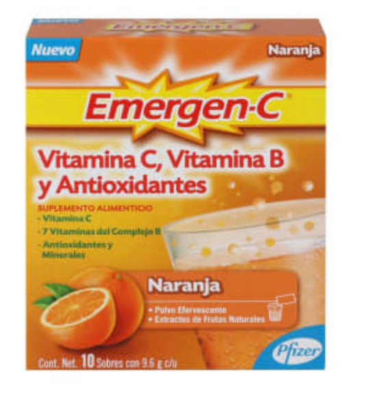 Polvo Efervescente Emergen-C Sabor Naranja 20 Sobres de 9.6 Gr - .
