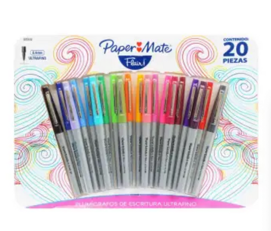 Plumígrafos Paper Mate Flair! 20 Pzas - .
