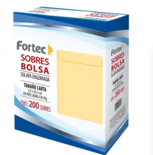 Sobre Manila Fortec Carta 200 Pzas - .