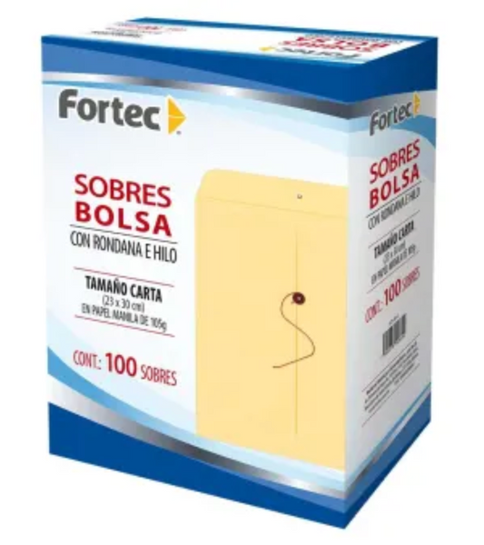 Sobre Manila con Rondana Fortec Carta 100 Pzas - .