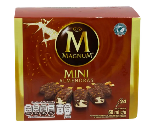 Paleta Helada Mini Magnum Con Almendras 24P - .