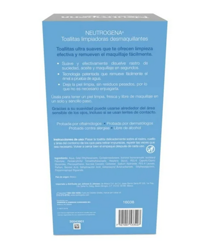 Toallitas Desmaquillantes Neutrogena 4 Paquetes con 25 pzs c/u - .