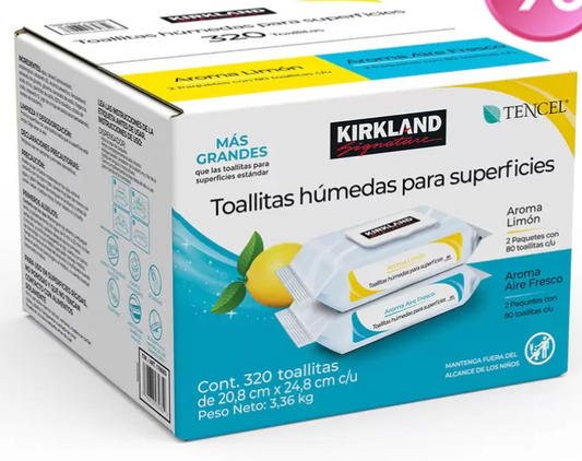 Kirkland Signature Toallitas para Superficies 4 paquetes de 80 Toallitas - .
