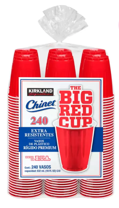 Kirkland Signature Vasos Rojos de Plástico Extra Resistentes 240 pzas de 532 ml - KOZ