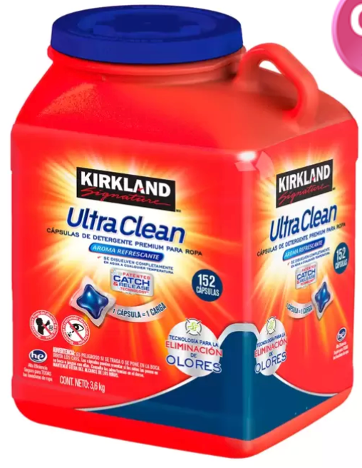Kirkland Signature Ultra Clean Cápsulas de Detergente Premium para Ropa 152 pzas - .