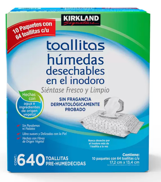 Kirkland Signature toallitas húmedas desechables en el inodoro caja con 640 toallitas - .