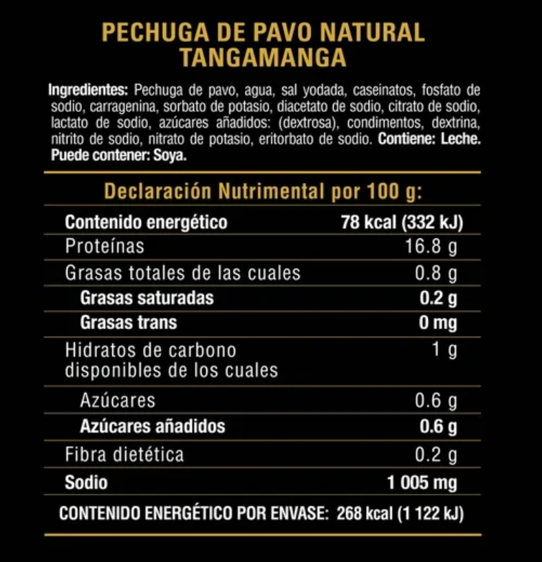 Pechuga de Pavo Tangamanga Natural 900 g - .
