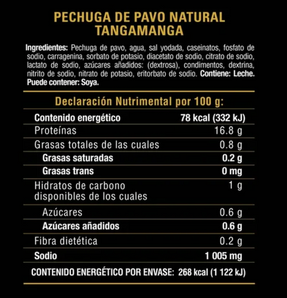 Pechuga de Pavo Tangamanga Natural 900 g - .