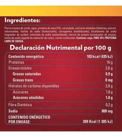 Jamón de Pierna San Rafael 3 piezas de 300 gr - .