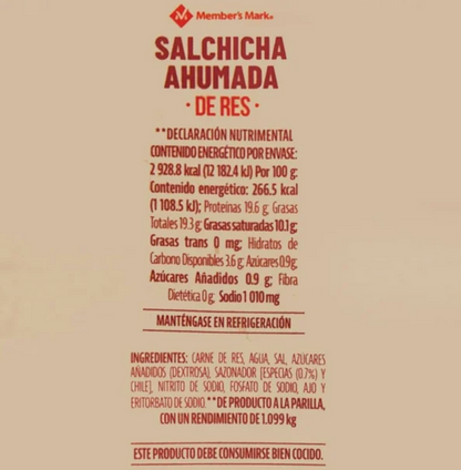 Salchicha Ahumada de Res Member's Mark 1.133 kg - .