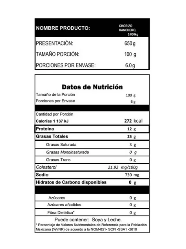 Chorizo Ranchero Obertal El Mexicanito 650 g - .