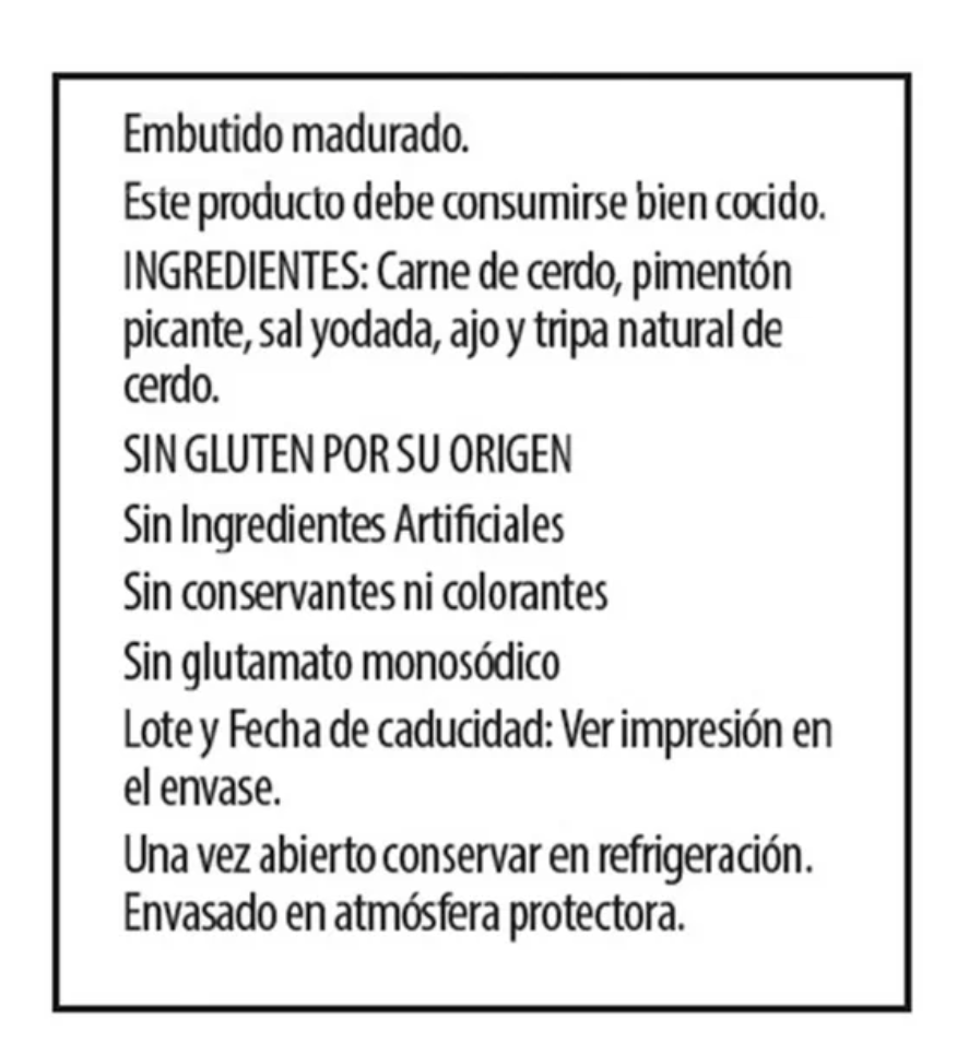 Chorizo Picante Palacios 225 g - .