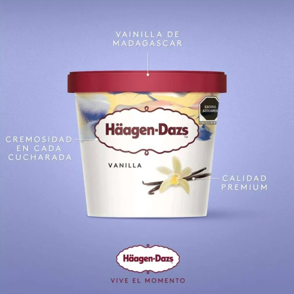 Helado Haagen Dazs sabor Vainilla 1.89 Lt - .