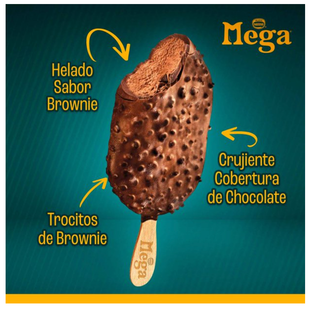 Mini Paletas Heladas Mega sabor Brownie 12 pzas - .