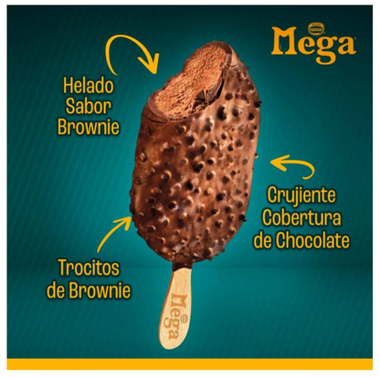 Mini Paletas Heladas Mega sabor Brownie 12 pzas - .