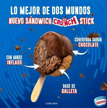 Paleta Helada Crunch Nestlé Sandwich Stick 8 pzas - .