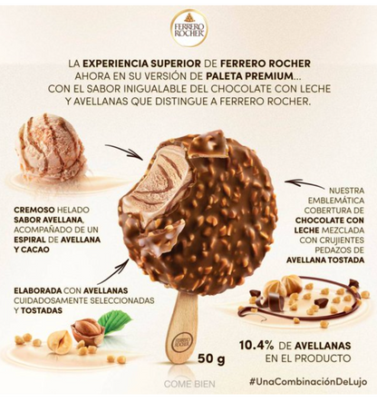 Paleta de Helado Ferrero Rocher 8 pzas de 50 g - .