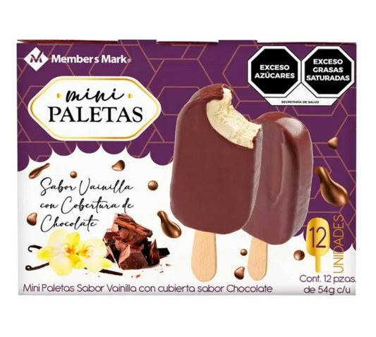 Paleta Member's Mark Mini Sabor Vainilla con Cubierta de Chocolate 12 piezas - .
