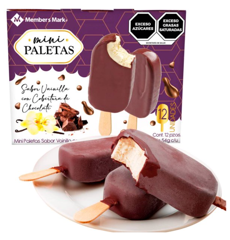Paleta Member's Mark Mini Sabor Vainilla con Cubierta de Chocolate 12 piezas - .