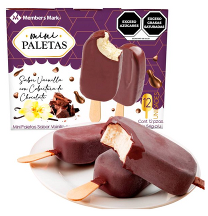 Paleta Member's Mark Mini Sabor Vainilla con Cubierta de Chocolate 12 piezas - .